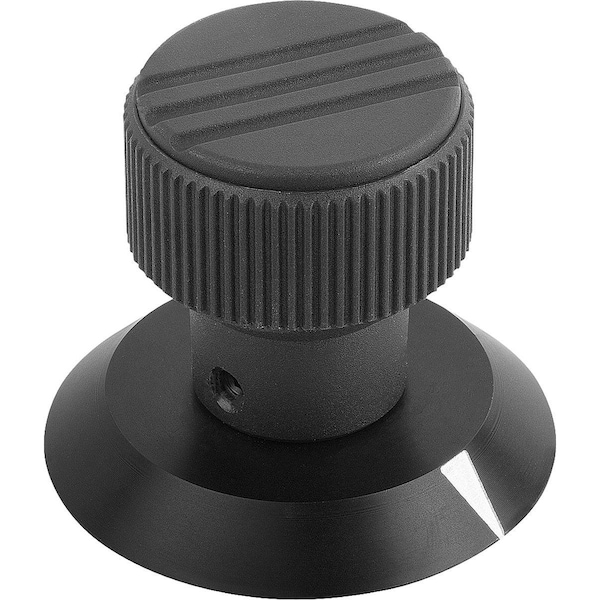 Kipp Knurled Knob W Arrow Size:3, D1=34, H=43, D=8, Plastic Black, Comp:Aluminum, Cap:Black K0249.308 - main